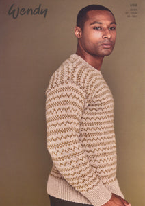 Wendy Aran Knitting Pattern - Mens Fair Isle Sweater (6168)