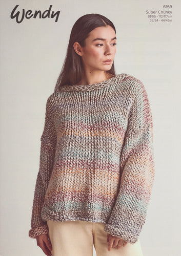 Wendy Super Chunky Knitting Pattern - Ladies Sweater (6169)