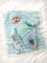 Load image into Gallery viewer, King Cole Double Knitting Pattern - Baby Blanket, Jacket, Sweater, Bootees &amp; Hat 6169