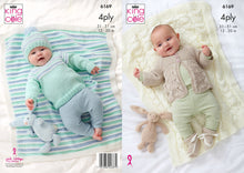 Load image into Gallery viewer, King Cole Double Knitting Pattern - Baby Blanket, Jacket, Sweater, Bootees &amp; Hat 6169