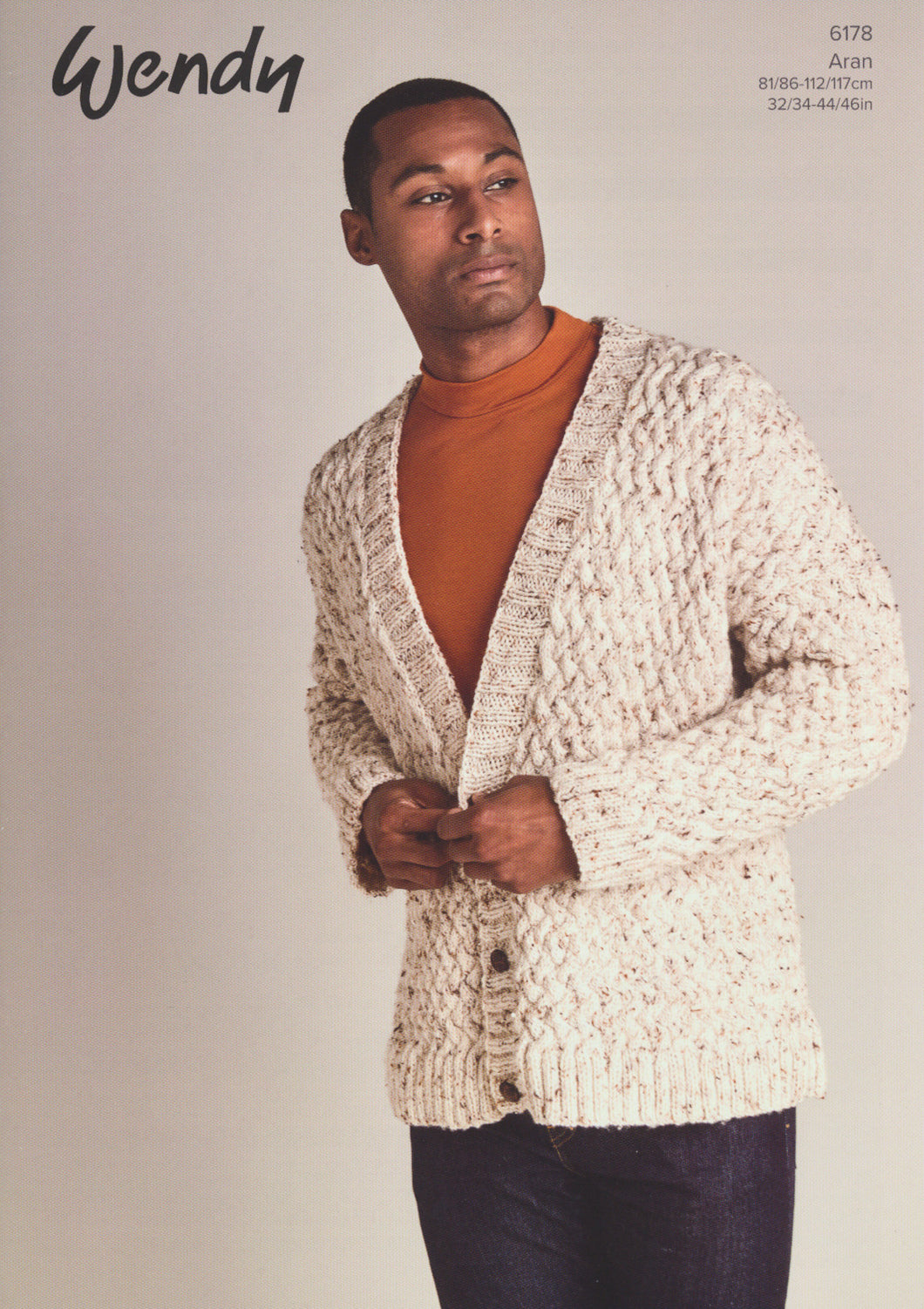 Wendy Aran Knitting Pattern - Unisex Basket Weave Cardigan (6178)