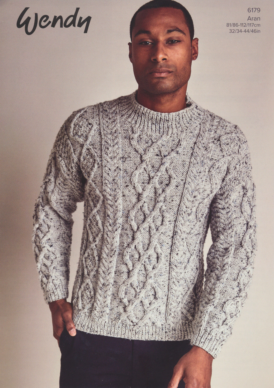 Wendy Aran Knitting Pattern - Unisex Cable Knit Sweater (6179)