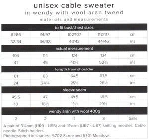 Wendy Aran Knitting Pattern - Unisex Cable Knit Sweater (6179)