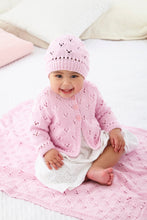 Load image into Gallery viewer, King Cole Double Knitting Pattern - Baby Cardigan Hat &amp; Blanket (6180)