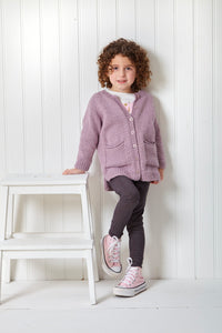 King Cole Double Knit Pattern 6184 Kids Raglan Sleeve Sweater, Cardigan & Hat