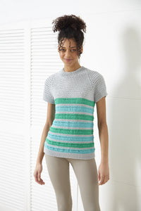 King Cole Double Knit Knitting Pattern - Ladies Sweater & Short Sleeve Top (6185)