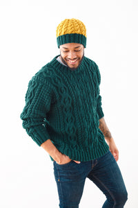 King Cole Aran Knitting Pattern – Men’s Sweater, Slipover & Hat (6190)