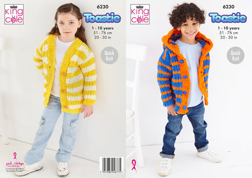 King Cole Knitting Pattern Kids Cardigan & Hoodie 6230