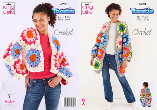 King Cole Crochet Pattern – Long & Cropped Cardigans 6233