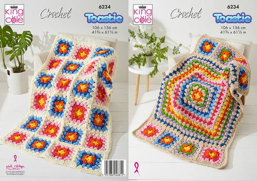 King Cole Crochet Pattern – Toastie Blankets 6234