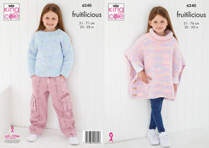 King Cole Knitting Pattern Girls Poncho and Sweater (6240)