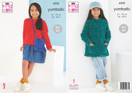 King Cole Knitting Pattern Girls Sweaters & Bag (6252)
