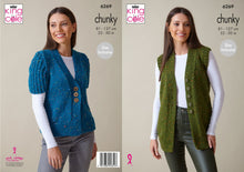 Load image into Gallery viewer, King Cole Knitting Pattern Chunky Knit Capped Sleeve Cardigan &amp; Waistcoat (6269)