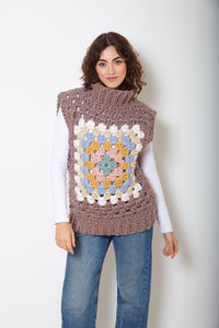King Cole Double Knit Crochet Pattern Granny Square Jumper & Slipover (6274)