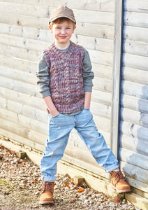 King Cole 6306 Boys Aran Knitting Pattern Tank & Waistcoat