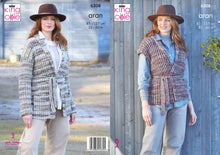 Load image into Gallery viewer, King Cole Ladies Knitting Pattern Aran Jacket &amp; Gilet (6308)