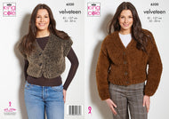 King Cole Knitting Pattern Ladies Velveteen Cardigan & Waistcoat (6320)