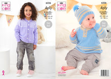 Load image into Gallery viewer, King Cole Knitting Pattern Babies &amp; Kids 4Ply Sweater, Cardigan &amp; Hat (6326)
