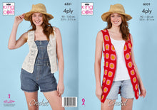 Load image into Gallery viewer, King Cole 6331 Crochet Pattern 4Ply Women’s Waistcoats