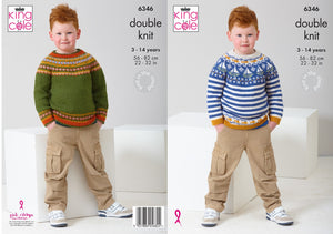 King Cole Double Knitting Pattern Boys Fairisle Sweaters (6346)