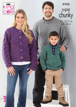 Load image into Gallery viewer, King Cole Knitting Pattern 6356 Super Chunky Kids &amp; Adults Sweaters &amp; Cardigan