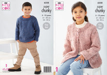 Load image into Gallery viewer, King Cole Knitting Pattern 6358 Super Chunky Kids Sweater &amp; Coatigan