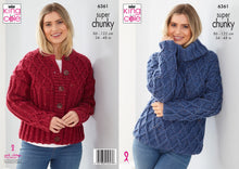 Load image into Gallery viewer, King Cole Knitting Pattern 6361 Super Chunky Ladies Roll Neck Sweater &amp; Cardigan