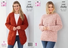 Load image into Gallery viewer, King Cole Knitting Pattern 6362 Super Chunky Ladies Sweater &amp; Cardigan