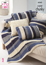 Load image into Gallery viewer, King Cole Knitting Pattern 6363 Super Chunky Throw &amp; Assorted Cushion Covers