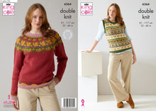 Load image into Gallery viewer, King Cole Double Knitting Pattern Ladies Fair Isle Sweater &amp; Tank Top (6364)