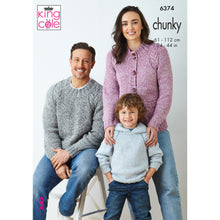 Load image into Gallery viewer, King Cole Chunky Knit Knitting Pattern Ladies Mens Kids Jumper &amp; Cardigan (6374)
