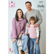 Load image into Gallery viewer, King Cole Chunky Knit Knitting Pattern Ladies Mens Kids Jumper, Cardigan and Top  (6375)
