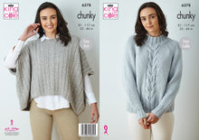 Load image into Gallery viewer, King Cole 6378 Knitting Pattern Chunky Ladies Cape Top &amp; Oversized Cable Sweater