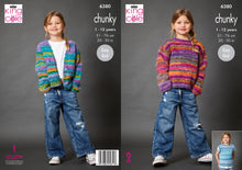 Load image into Gallery viewer, King Cole Chunky Knitting Pattern Girl’s Sweater, Cardigan &amp; Tank Top (6380)