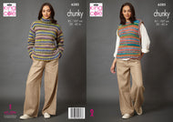 King Cole Chunky Knitting Pattern Women’s Sweater & Tank Top (6385)