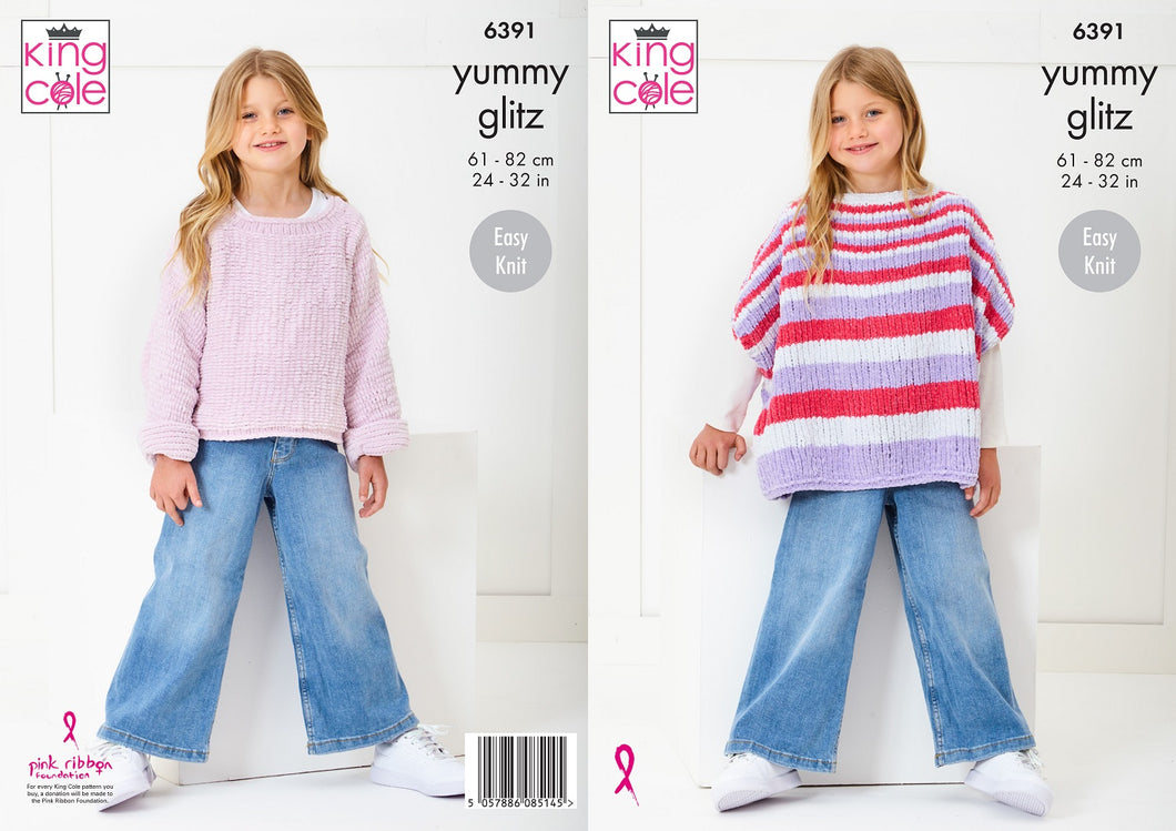 King Cole Knitting Pattern Girls Cape Top & Sweater (6391)