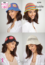 Load image into Gallery viewer, King Cole Crochet Pattern 6398 Ladies Bucket Hats