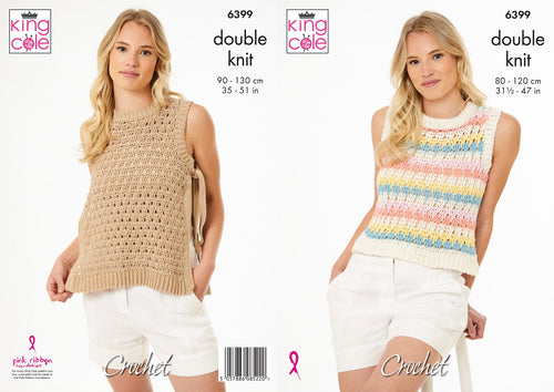 King Cole Crochet Pattern 6399 Ladies Tank Tops