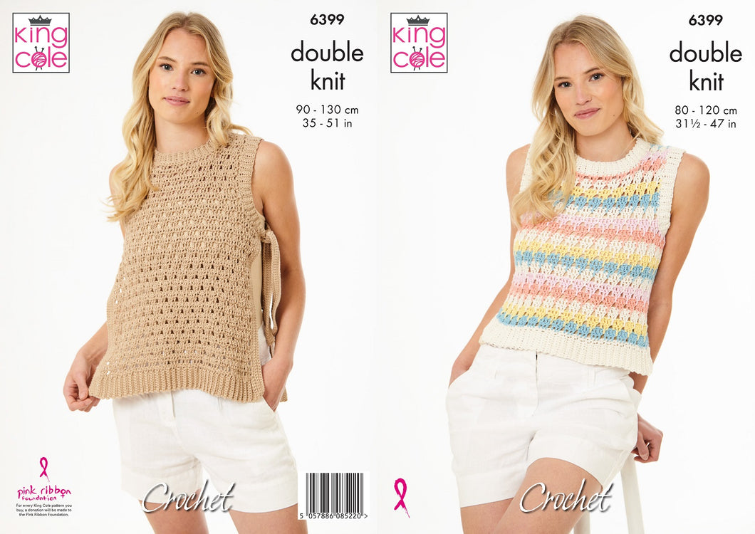 King Cole Crochet Pattern 6399 Ladies Tank Tops