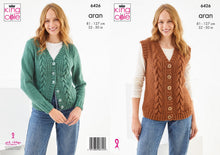 Load image into Gallery viewer, King Cole Knitting Pattern 6426 Women’s Aran Waistcoat &amp; Cardigan
