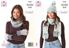 Load image into Gallery viewer, King Cole Crochet Pattern DK Ladies Hat, Scarf, Cowl &amp; Gloves (6439)