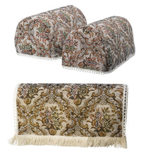 Load image into Gallery viewer, Floral Tapestry Arm Caps &amp; Chair Back Set with Cotton Fringe