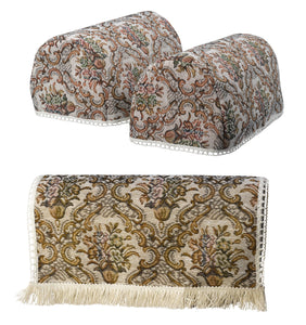 Floral Tapestry Arm Caps & Chair Back Set with Cotton Fringe
