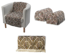 Load image into Gallery viewer, Traditional Floral Napery with Lace Trim - Arm Caps Chair Back or Seat Cover