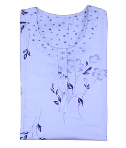 Ladies Jersey Cotton Floral Pyjamas Set S - XL (Blue or Pink)
