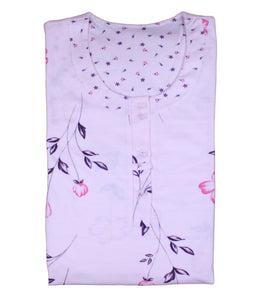 Ladies Jersey Cotton Floral Pyjamas Set S - XL (Blue or Pink)