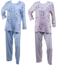 Load image into Gallery viewer, Ladies Jersey Cotton Floral Pyjamas Set S - XL (Blue or Pink)