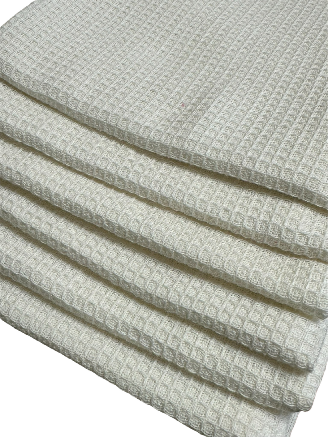 Waffle White Cotton Tea Towels (Various Pack Sizes)