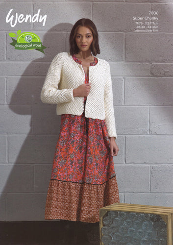 Wendy Super Chunky Knitting Pattern - Lady's Jacket (7000)