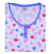 Ladies Polka Dot Top & Plain 3/4 Length Pyjamas Set (Small - Large)